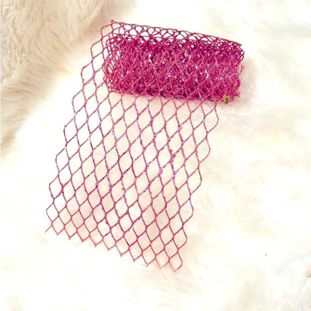 Hot Pink Glitter & Sequins Mesh Roll for Mermaid Party Theme, Decorating, Crafts